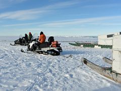 13A Ski-Doos And Qamutiik Sleds Are Ready To Head Back To Camp At The End Of Day 1 On Floe Edge Adventure Nunavut Canada